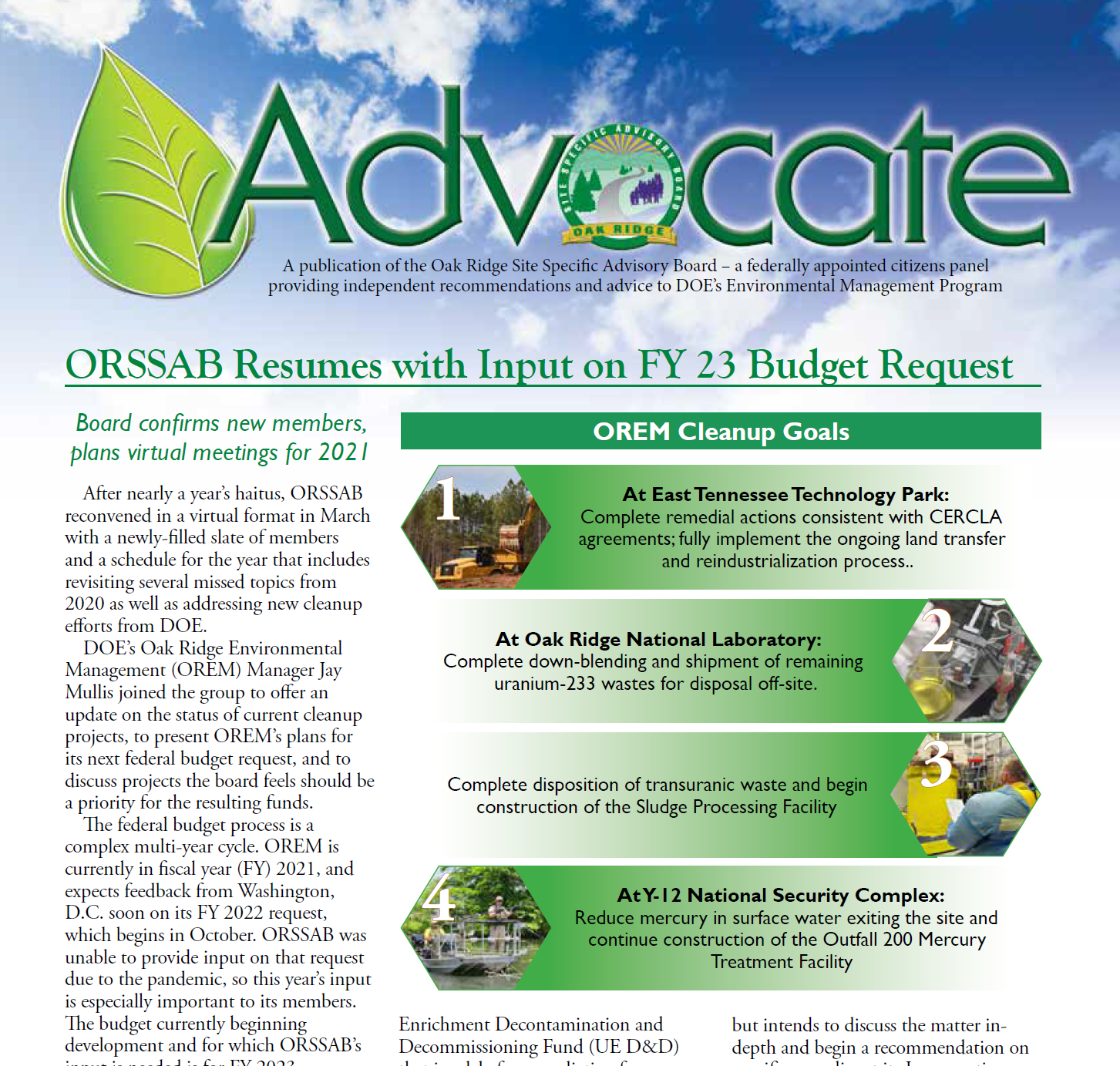 Advocate Newsletters Department of Energy